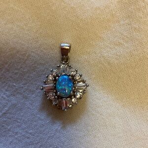 Elegant Sterling Silver and Blue Opal Pendant